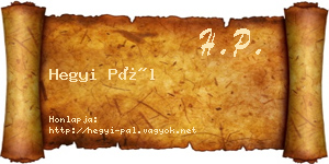 Hegyi Pál névjegykártya